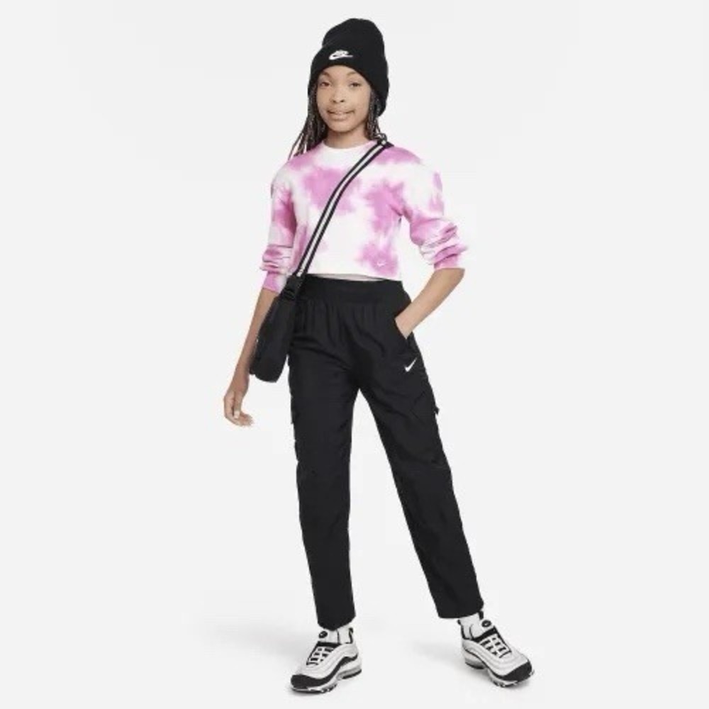Nike High Waisted Bit Girls Woven Cargo Pants Black / Size Medium